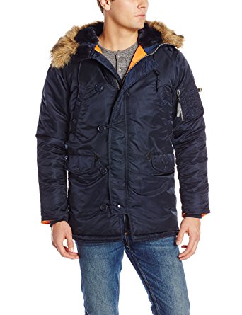 Alpha Industries Men's N-3B Slim-Fit Parka Jacket with Removable Faux-Fur